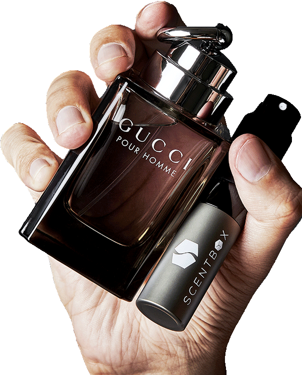 Man Holding Cologne Bottle